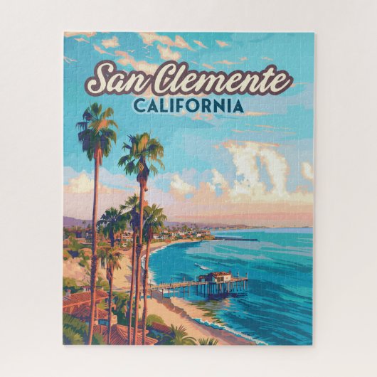 Puzzle San Clemente California Beach Orange County Retro (Vertical)