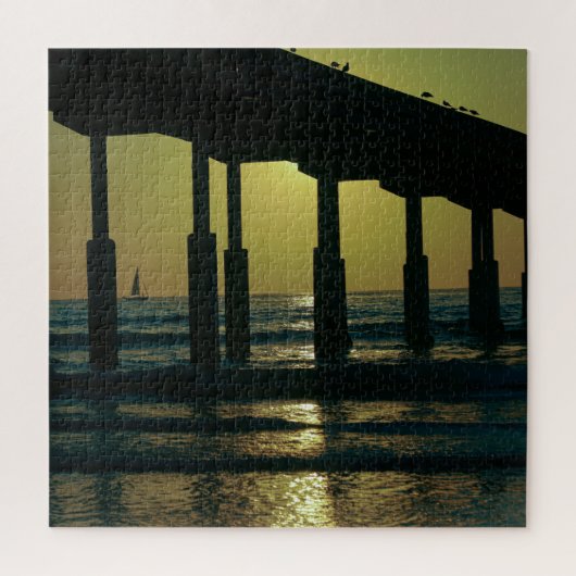 Puzzle San Diego California Sunset Ocean Beach Pier (Vertical)