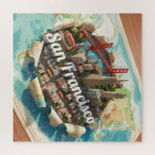 Puzzle San Francisco Landmarks Golden Gate Bridge 3D Art (Horizontal)
