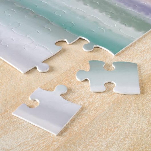 Puzzle Sandy Beach Ocean Waves Coucher de soleil Couleur (Côté)