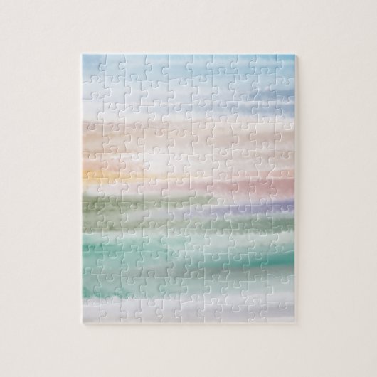 Puzzle Sandy Beach Ocean Waves Coucher de soleil Couleur  (Vertical)