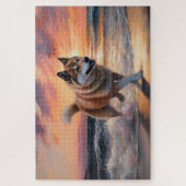 Puzzle Sandy Paws Akita Dog on Beach Sunset (Vertical)