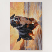 Puzzle Sandy Paws Bernese Mountain Dog on Beach Sunset  (Vertical)