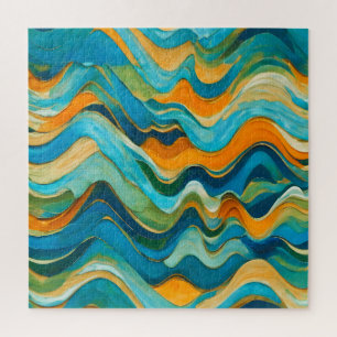 Puzzle "Sanlúcar" Vagues bleu vert orange