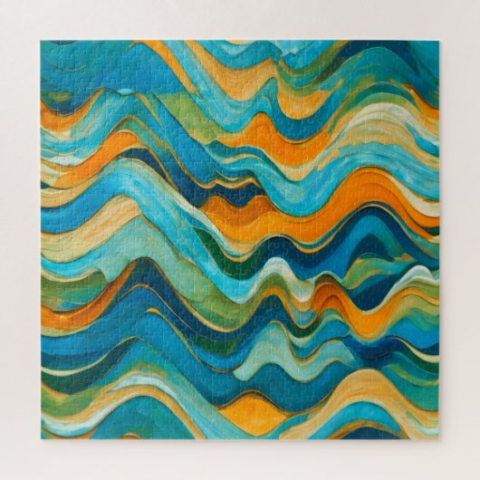 Puzzle "Sanlúcar" Vagues bleu vert orange (Vertical)