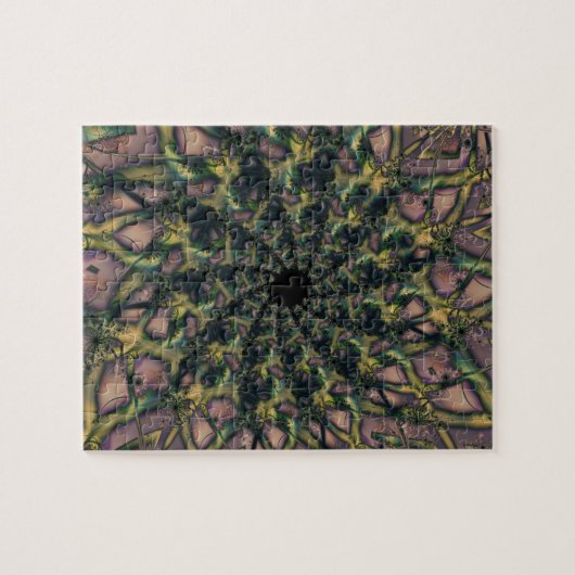 Puzzle Sans fin | Art fractal rose et jaune (Horizontal)