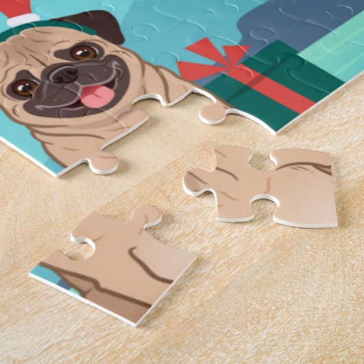 Puzzle Santa Claus and His Pug on a surfboard (Côté)