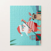 Puzzle Santa Claus and His Pug on a surfboard (Vertical)