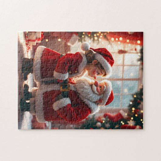 Puzzle Santa Claus and Mrs. Claus celebrate X-Mas, fun (Horizontal)