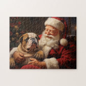 Puzzle Santa Claus avec Bulldog anglais (Horizontal)