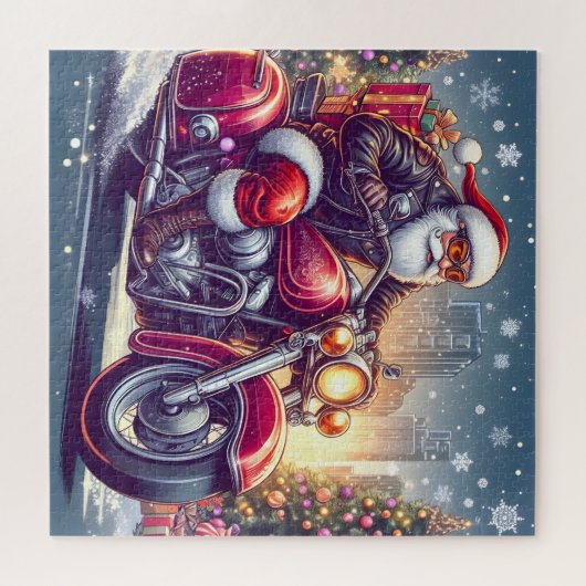 Puzzle Santa Claus en mode motard (Horizontal)