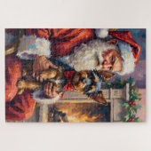 Puzzle Santa Claus Holding Affenpinscher Christmas Art (Horizontal)