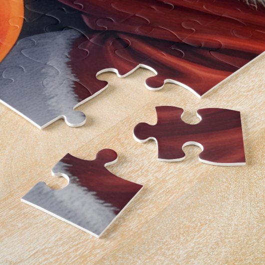 Puzzle Santa Claus Holding Alaskan Malamute Christmas Art (Côté)