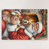Puzzle Santa Claus Holding American Staffordshire Terrier (Horizontal)