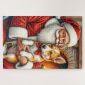 Puzzle Santa Claus Holding Australian Cattle Christmas (Horizontal)