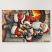 Puzzle Santa Claus Holding Bernese Mountain Dog Christmas (Horizontal)