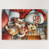 Puzzle Santa Claus Holding Bouvier des Flandres Christmas (Horizontal)