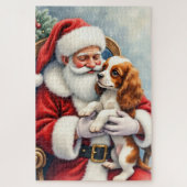 Puzzle Santa Claus Holding Cavalier King Charles Spaniel (Vertical)
