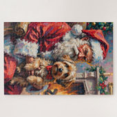 Puzzle Santa Claus Holding Havanese Christmas Art (Horizontal)