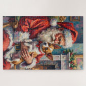 Puzzle Santa Claus Holding Papillon Christmas Art (Horizontal)