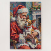 Puzzle Santa Claus Holding Papillon Christmas Art (Vertical)