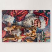 Puzzle Santa Claus Holding Pitbull Christmas Art (Horizontal)
