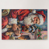 Puzzle Santa Claus Holding Schnauzer Christmas Art (Horizontal)