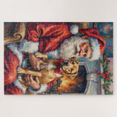 Puzzle Santa Claus Holding Shar Pei Christmas Art (Horizontal)