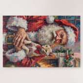 Puzzle Santa Claus Holding Sphynx Cat Christmas Art (Horizontal)