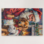 Puzzle Santa Claus Holding Vizsla Christmas Art (Horizontal)