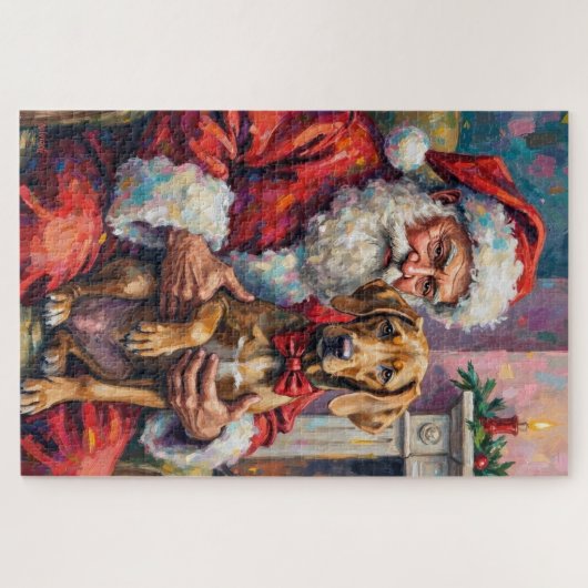 Puzzle Santa Claus Holding Weimaraner Christmas Art (Horizontal)