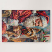 Puzzle Santa Claus Holding Yorkshire Terrier Christmas  (Horizontal)