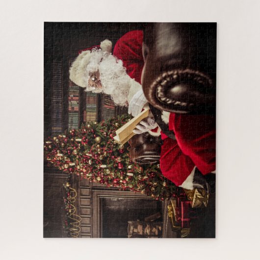 Puzzle Santa Claus Lecture En Bibliothèque Fêtes de Noël (Vertical)