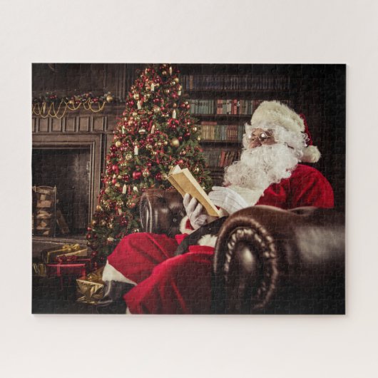 Puzzle Santa Claus Lecture En Bibliothèque Fêtes de Noël (Horizontal)