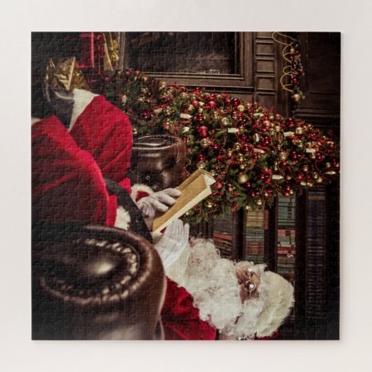 Puzzle Santa Claus Lecture En Bibliothèque Fêtes de Noël (Horizontal)