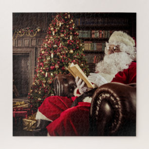 Puzzle Santa Claus Lecture En Bibliothèque Fêtes de Noël