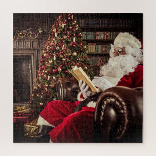 Puzzle Santa Claus Lecture En Bibliothèque Fêtes de Noël (Vertical)