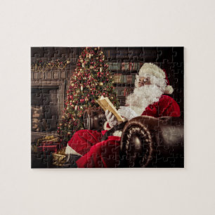 Puzzle Santa Claus Lecture En Bibliothèque Fêtes de Noël