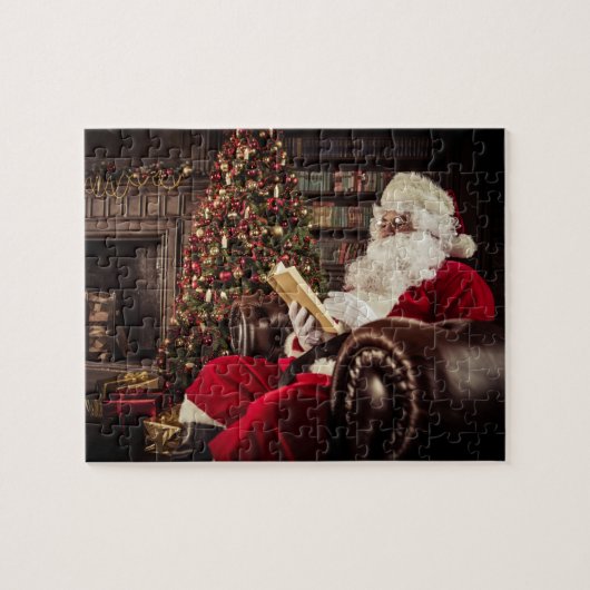 Puzzle Santa Claus Lecture En Bibliothèque Fêtes de Noël (Horizontal)