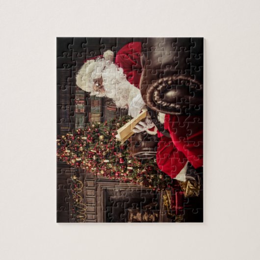 Puzzle Santa Claus Lecture En Bibliothèque Fêtes de Noël (Vertical)
