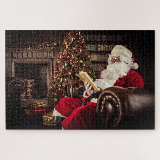 Puzzle Santa Claus Lecture En Bibliothèque Fêtes de Noël (Horizontal)