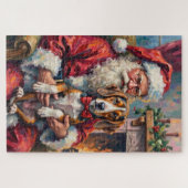 Puzzle Santa Claus Treeing Walker Coonhound Christmas Art (Horizontal)
