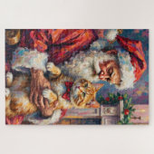 Puzzle Santa Claus Turkish Angora Cat Christmas Art (Horizontal)