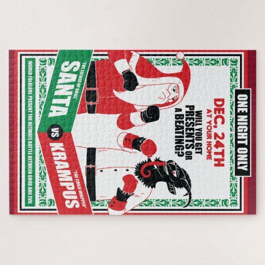 Puzzle Santa Claus vs Krampus Boxing Match Good vs Evil (Horizontal)
