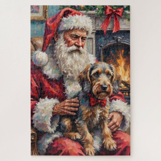 Puzzle Santa Claus Wirehaired Pointing Griffon Christmas (Vertical)