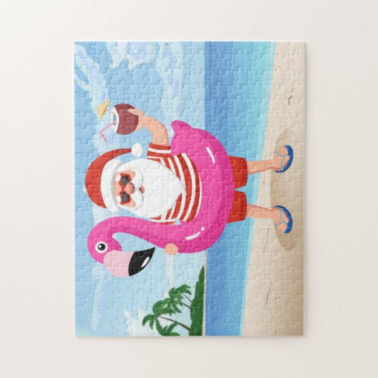 Puzzle Santa Claus with flamingo (Vertical)