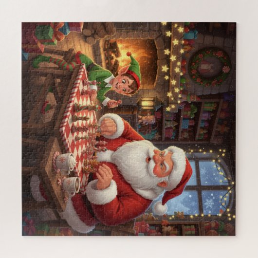 Puzzle Santa & Elf Chess Game Christmas (Horizontal)