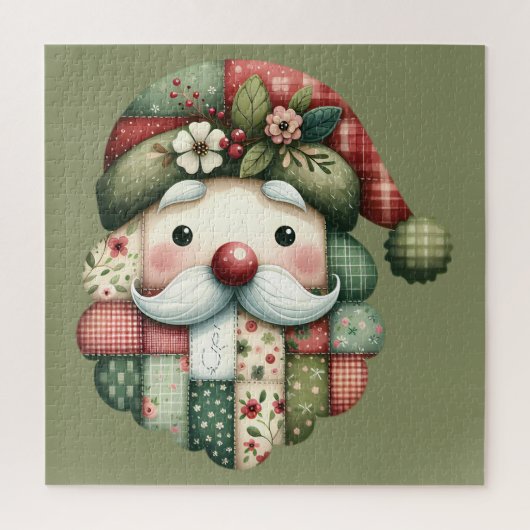 Puzzle Santa folklorique patchwork fantaisiste de Noël (Vertical)