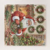 Puzzle Santa Making Wreaths Christmas (Horizontal)