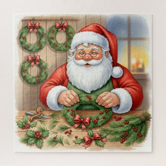 Puzzle Santa Making Wreaths Christmas (Vertical)
